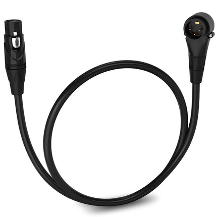 1.5 ft Right Angle 3-Pin XLR Male to Female Microphone Cable - Black