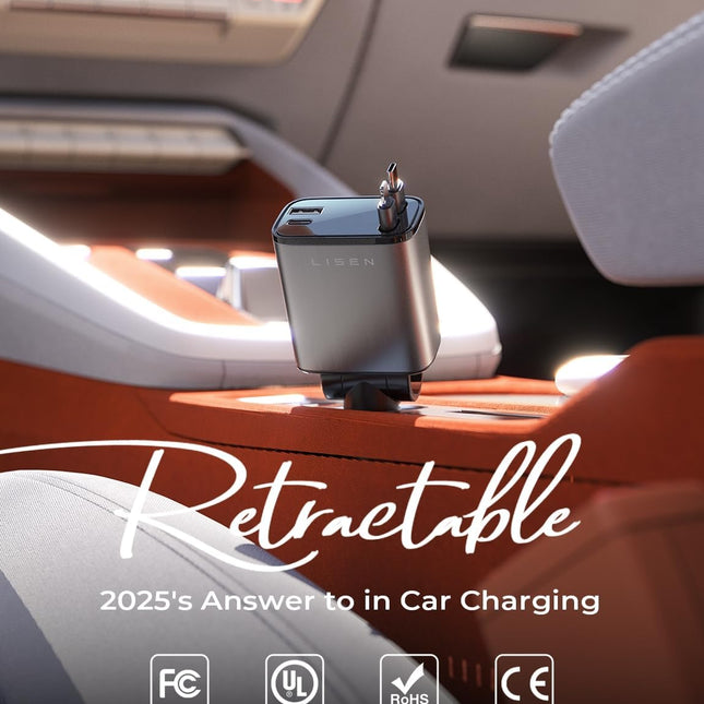Retractable 84W USB-C Car Charger Adapter