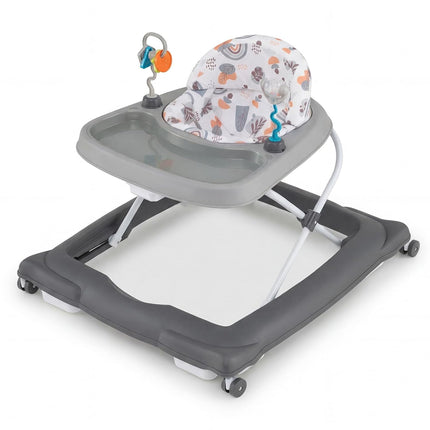 BABY JOY Baby Walker, Foldable Activity Walker with Adjustable Height, Large Tray & Removable Toys, Baby Walker with Wheels for Boys Girls 6-12 Months (Gray)