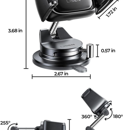 DriveForge ForjaRuta LISEN Suction Phone Mount for Car, [Cases Friendly] Auto-Adjusting Phone Holder — Auto & Moto