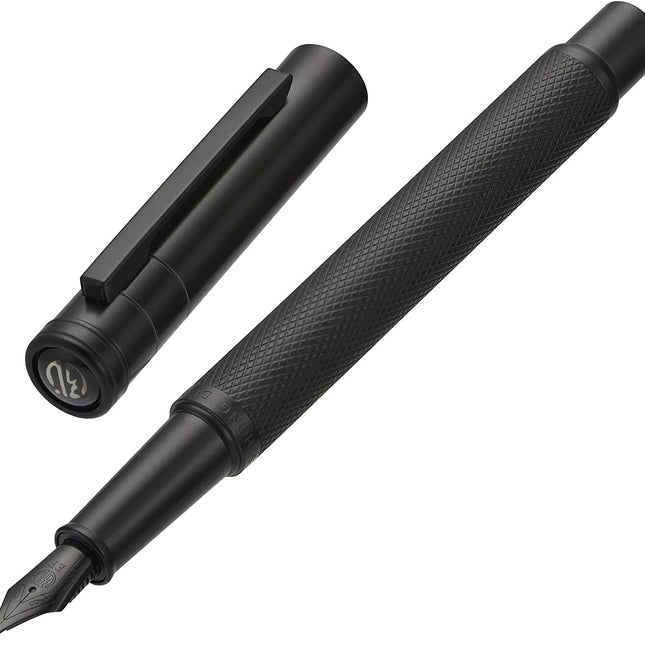 Matte Black Forest Fountain Pen Extra Fine Nib Classic Design with Converter and Metal Pen Box Set