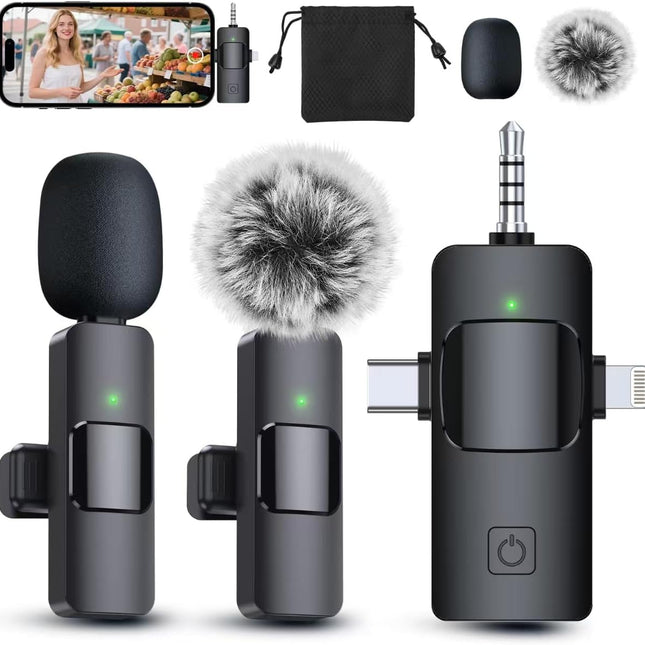 3 in 1 Professional Wireless Lavalier Microphone for iPhone