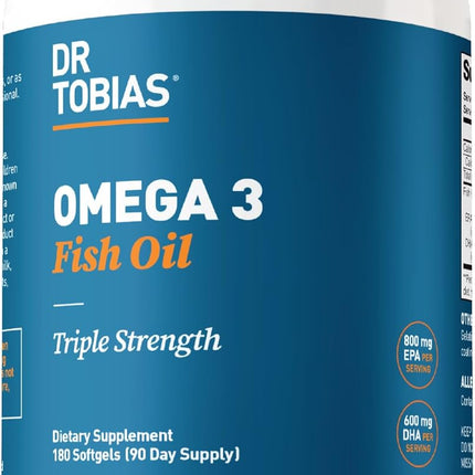 Dr. Tobias Omega 3 Fish Oil 2000mg 180 softgels bottle