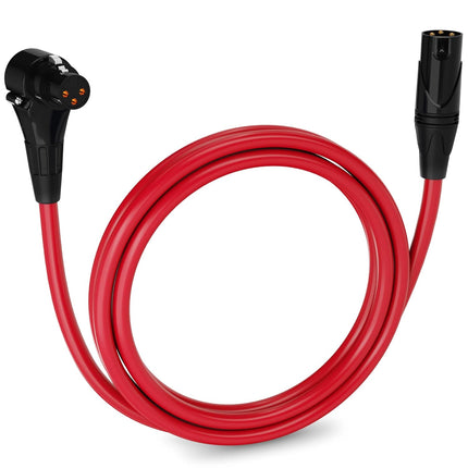 6 ft Right Angle 3-Pin XLR Female to Male Microphone Cable - Red