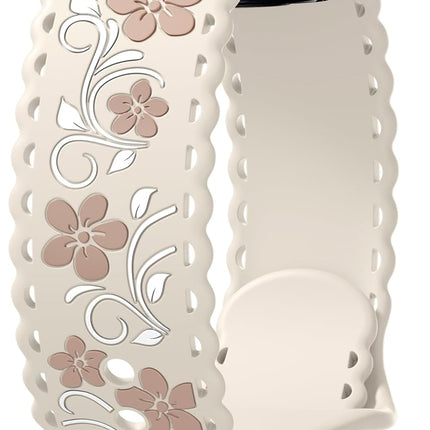 Floral Silicone Smartwatch Band with Engraved Flower Design
