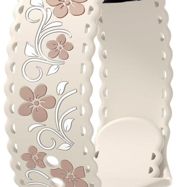 Floral Silicone Smartwatch Band with Engraved Flower Design