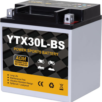 YTX30L-BS 12V 30Ah 400CCA Sealed AGM Powersport Battery