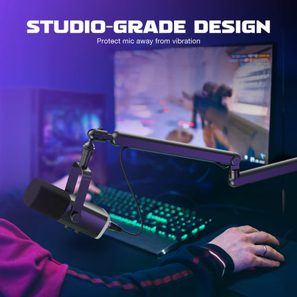 Low Profile Adjustable Microphone Boom Arm with Desk Clamp