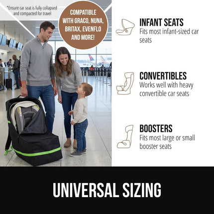 Tear and Water Resistant Padded Car Seat Travel Bag, Green