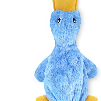 Interactive Squeaky Dog Chew Toy - Blue Crinkle Duck, Large