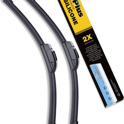 Front and Rear Silicone Windshield Wiper Replacement Blades