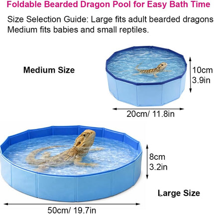 6Pcs Bearded Dragon Bath Set – Foldable Bathtub & Towel, Bath Brush, Spray Bottle & Tweezers (Large)