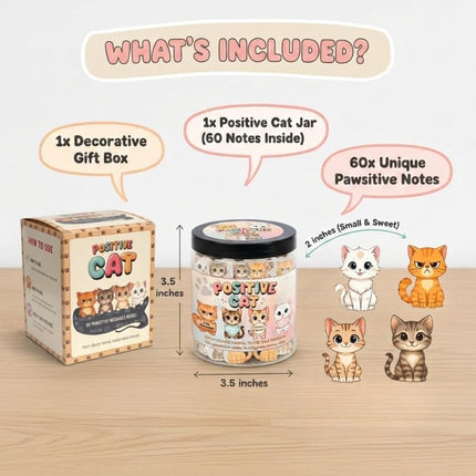 PawHaven RefugioPata Positive Cat Jar with 60 Daily Affirmation Cards, Emotional Support Gift — Pet Supplies