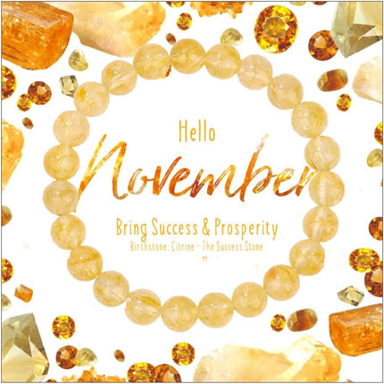 November Birthstone Citrine Natural Stone Stretch Bracelet