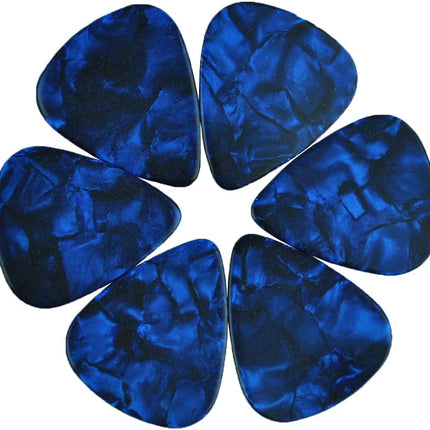 Celluloid Dark Blue Pearl Guitar or Bass Pick, 0.71 mm Medium Gauge, 351 Shape, 6 Pack