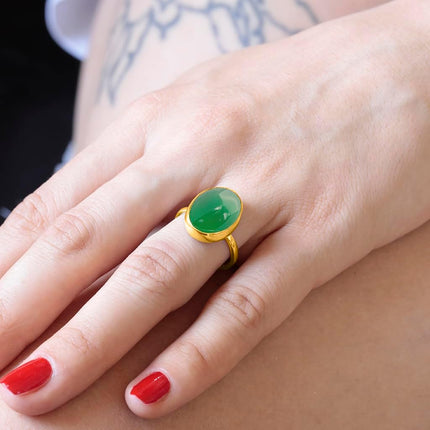 Oval Labradorite Ring in 24K Gold Vermeil Sterling Silver