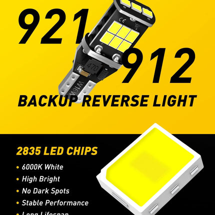 912 921 LED Backup Reverse Light Bulbs, 6000K White, Pack of 2