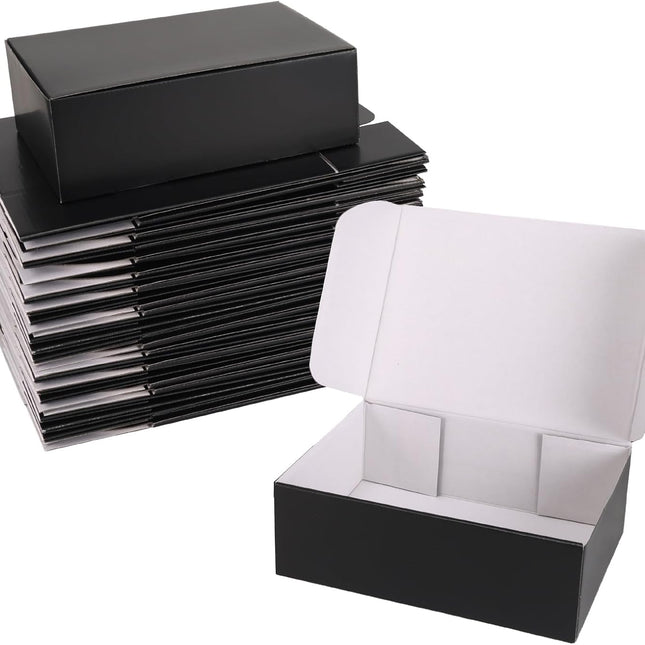 Black 12x9x4 Corrugated Cardboard Mailer Boxes, Set of 25