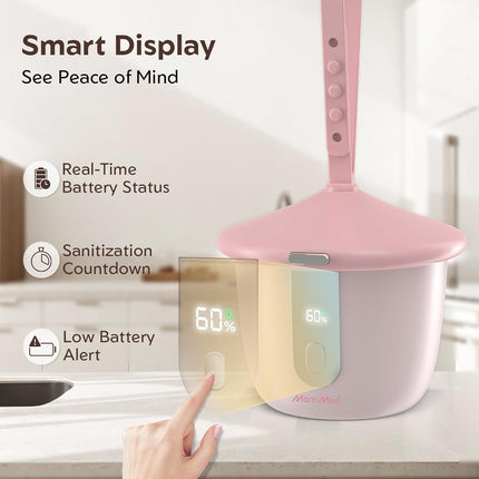 Portable Pink Pacifier Sanitizer with Smart Display