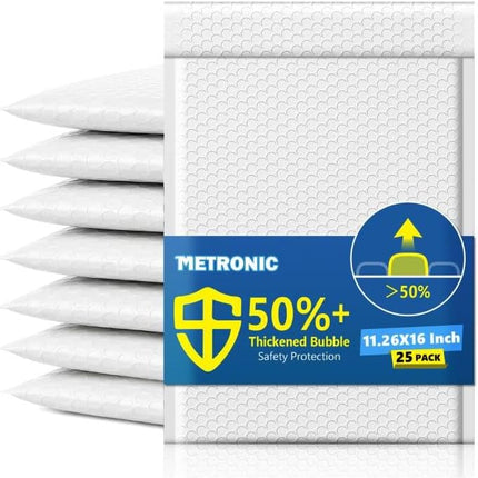 White Bubble Mailers 11.26 x 16 in, 25 Pack