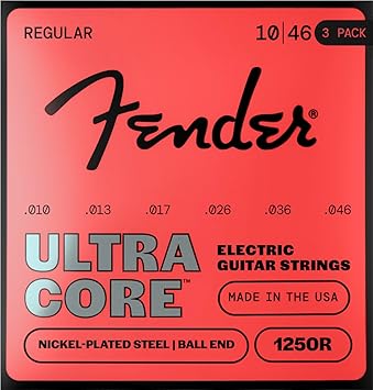 1250 Ultracore Nickel Plated Steel Electric Guitar Strings, Ball End, 1250R .010-.046, 6 Sets