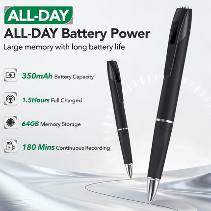 1080P Full HD Hidden Camera Pen for Home & Nanny Use