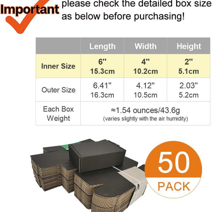 50 Pack Black 6 x 4 x 2 in Corrugated Shipping Boxes