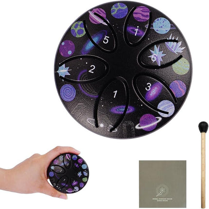 TerraBound TierraRumbo Mini Rain Drum, 3 Inches 6 Notes Portable Steel Tongue Drum with Mallet — Outdoor & Adventure