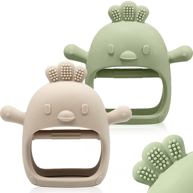 2 Pack Silicone Baby Teething Mittens for Babies Over 3 Months