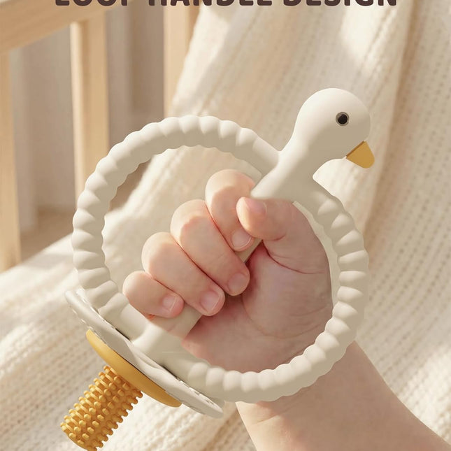 Duck Silicone Baby Teether Toy and Training Toothbrush