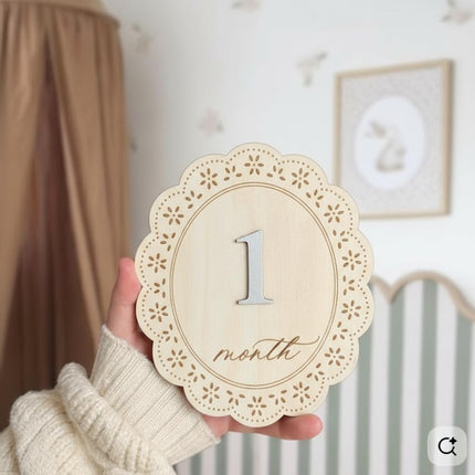 Baby Girl Monthly Milestone Signs 1-12, Double-Sided Newborn Photo Props