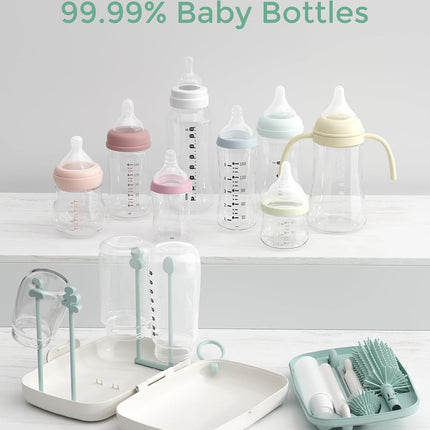 7-in-1 Green Baby Bottle Brush Set for Home and Travel
