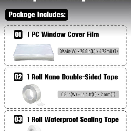 DriveForge ForjaRuta Temporary Car Window Cover for Broken Glass, 78.7x39.4 in Waterproof Plastic — Auto & Moto