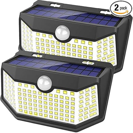 HMCITY solar outdoor wall light 120 LED wide-angle motion detection 2 pack set