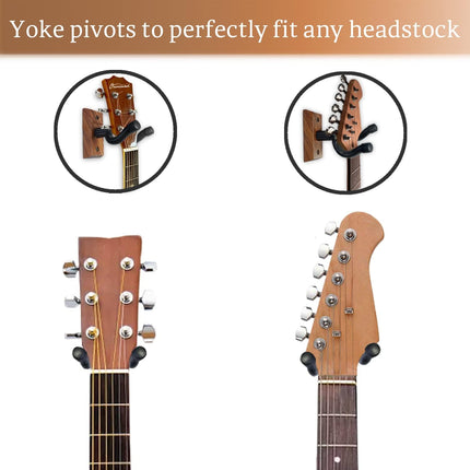 Black Walnut U-Shaped Guitar Wall Mount Hanger