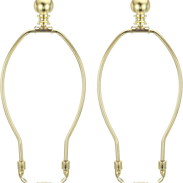 8 Inch Gold Tone Lamp Harp Kit with Finial, 2 Set Detachable Shade Bracket Holder