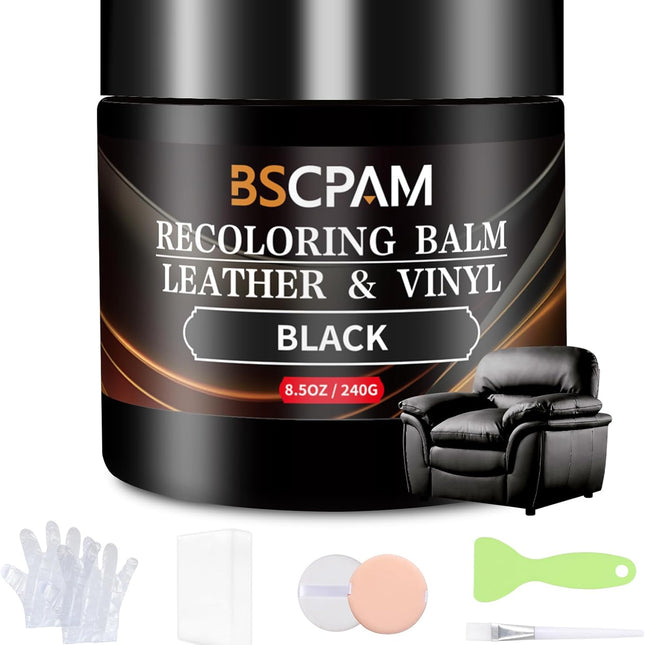 Black Leather Recoloring Balm for Furniture and Car Interiors