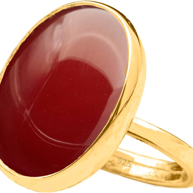 Natural Labradorite Crystal Ring 24K Gold Vermeil 925 Sterling Silver Oval — Home & Lifestyle