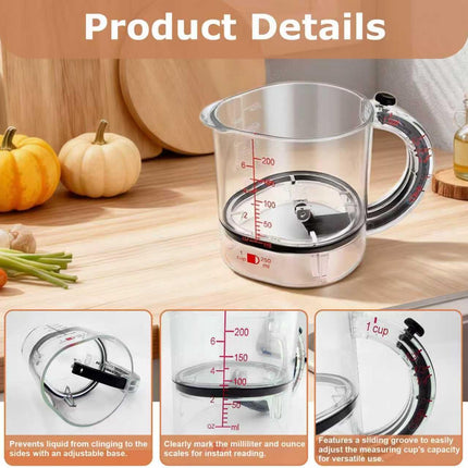 4-in-1 Adjustable Measuring Cup - measurements