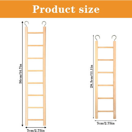 2 Pack Wooden Bird Cage Ladders, 6 Step and 8 Step
