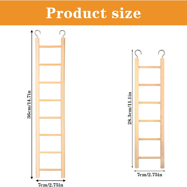 2 Pack Wooden Bird Cage Ladders, 6 Step and 8 Step