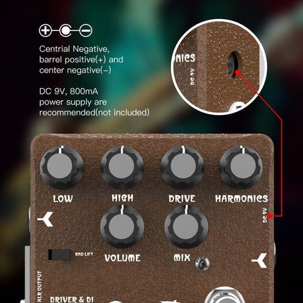 D53 Bass Overdrive Amp Simulator Pedal with DI and XLR Output
