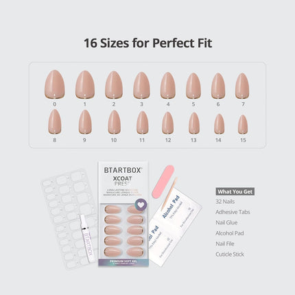 Short Almond Gold Foil Press On Nails Kit