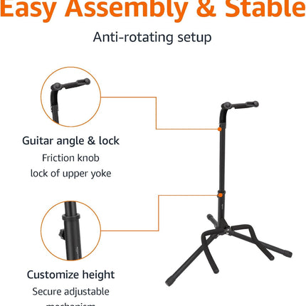 Height Adjustable Portable Foldable Guitar Stand, Black