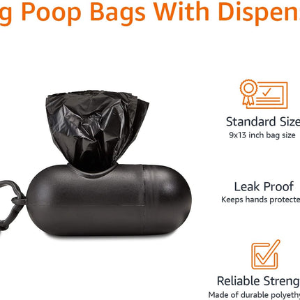 Unscented Leak Proof Dog Poop Bags with Dispenser and Leash Clip, 13 x 9 in, 900 Count