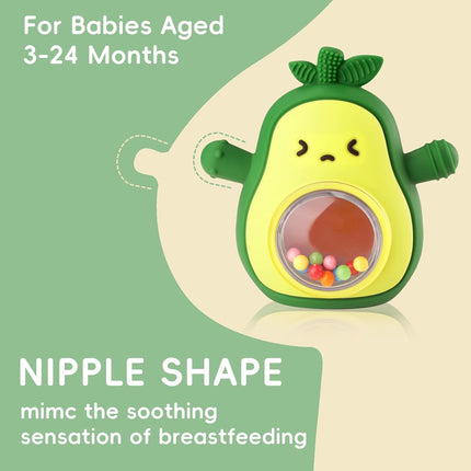 Baby Avocado Teething Mitten & Rattle Toy