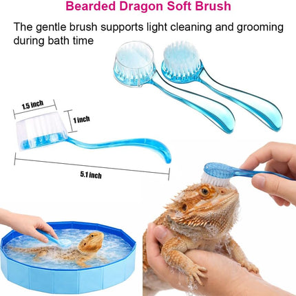 6Pcs Bearded Dragon Bath Set – Foldable Bathtub & Towel, Bath Brush, Spray Bottle & Tweezers (Large)
