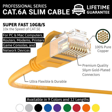 Ethernet Cable CAT6A Slim Cable UTP Booted 5 FT (20 Pack) — Smart Tech