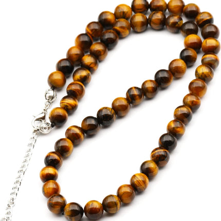 Natural Tiger Eye Beaded Choker Necklace