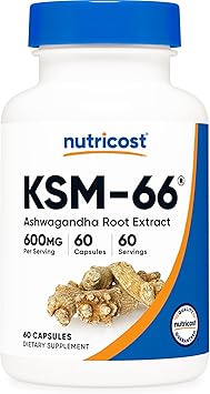 Nutricost KSM-66 Ashwagandha 600mg with BioPerine 60 Capsules bottle